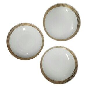 Vintage 1950s (3) Royal Tettau Germany - Salad Bowls - White, Gold Rim - 8.25"